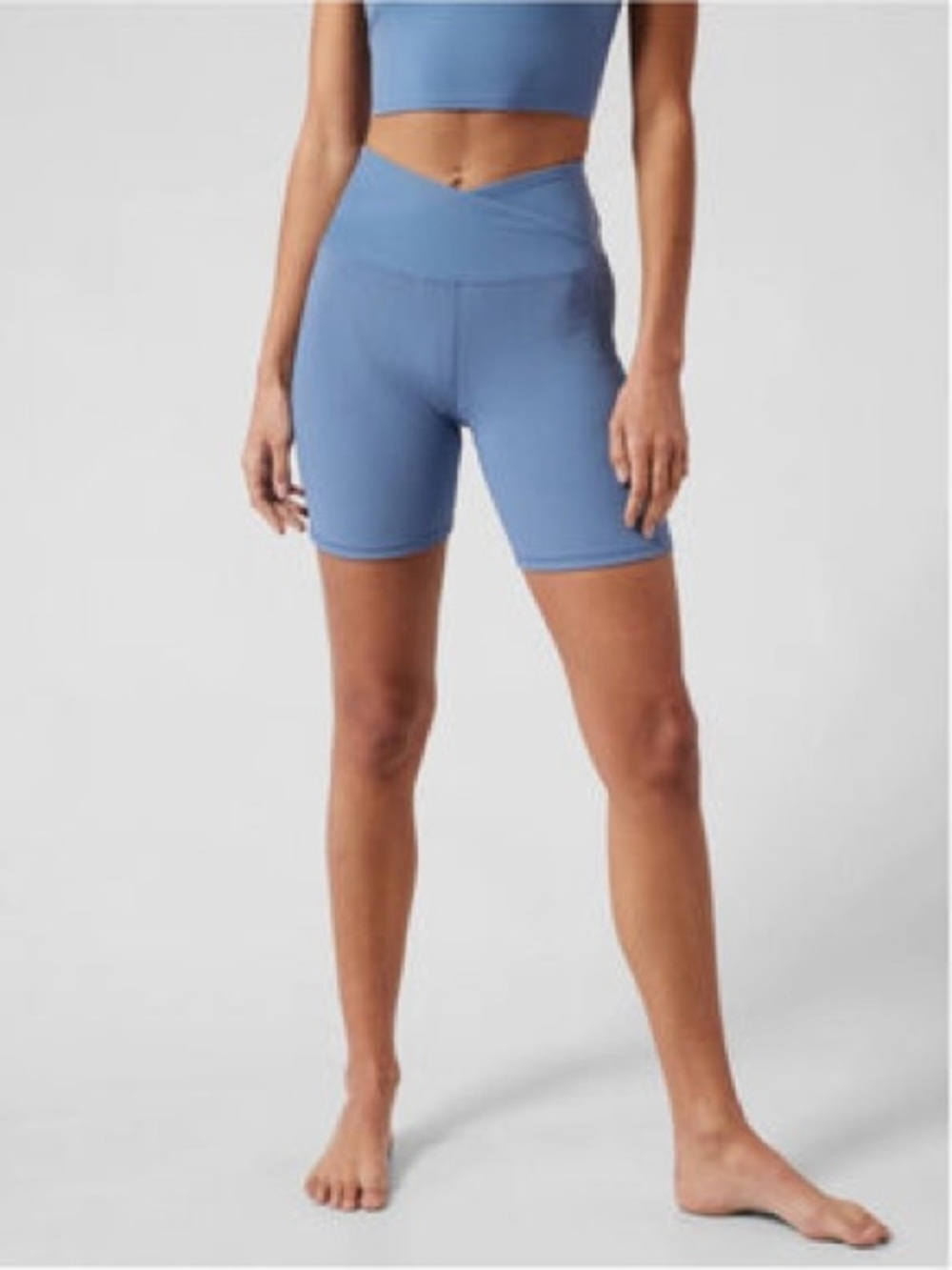 Athleta Elation Biker Shorts Crossover Rib 7" Biker Short Blue Size Small